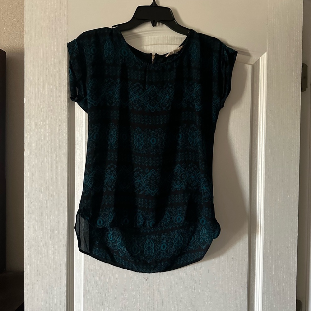Pink Republic Black and Blue Patterned Blouse